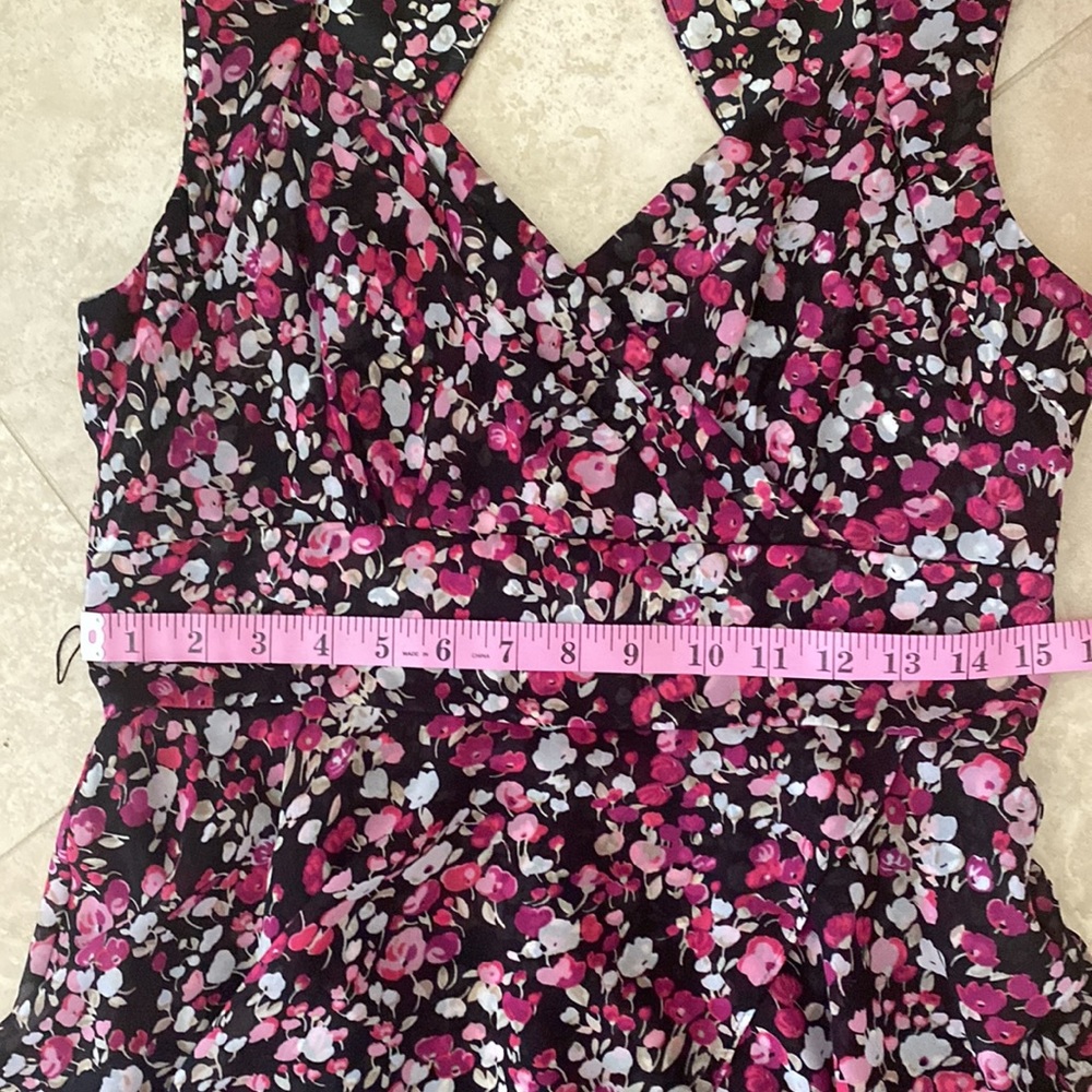 White House Black Market Black and Pink Floral Midi Dress - Picture 8 of 9
